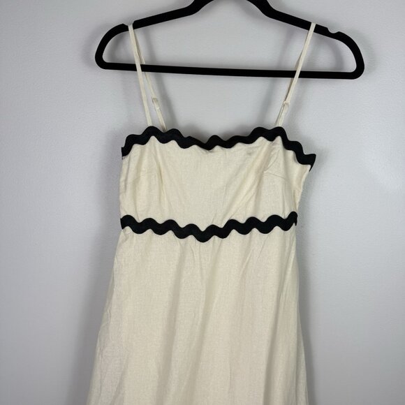 Petal & Pup Yana Maxi Dress Cream Black Cotton Tiered Trim Summer Midi Size S - Picture 4 of 12